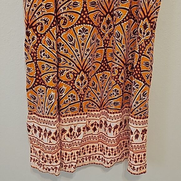 Knox Rose Women's Wide Strap Sleeveless A-Line Dress with orange print s… - Picture 3 of 8